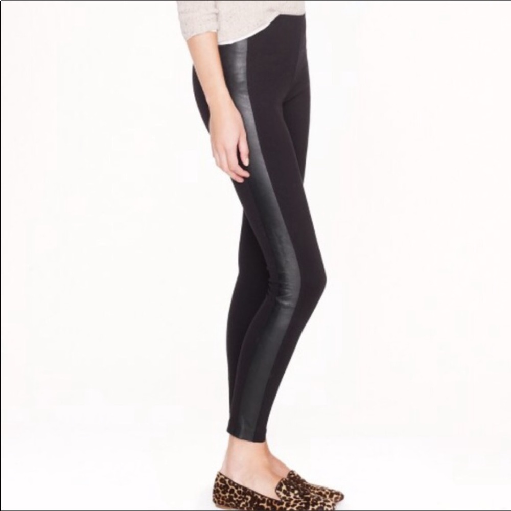 J Crew Pixie Pant with Leather Tuxedo Stripe